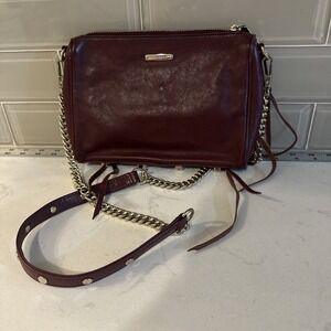 Rebecca Minkoff Burgundy 3 Zip‎ Crossbody Bag Gold Chain